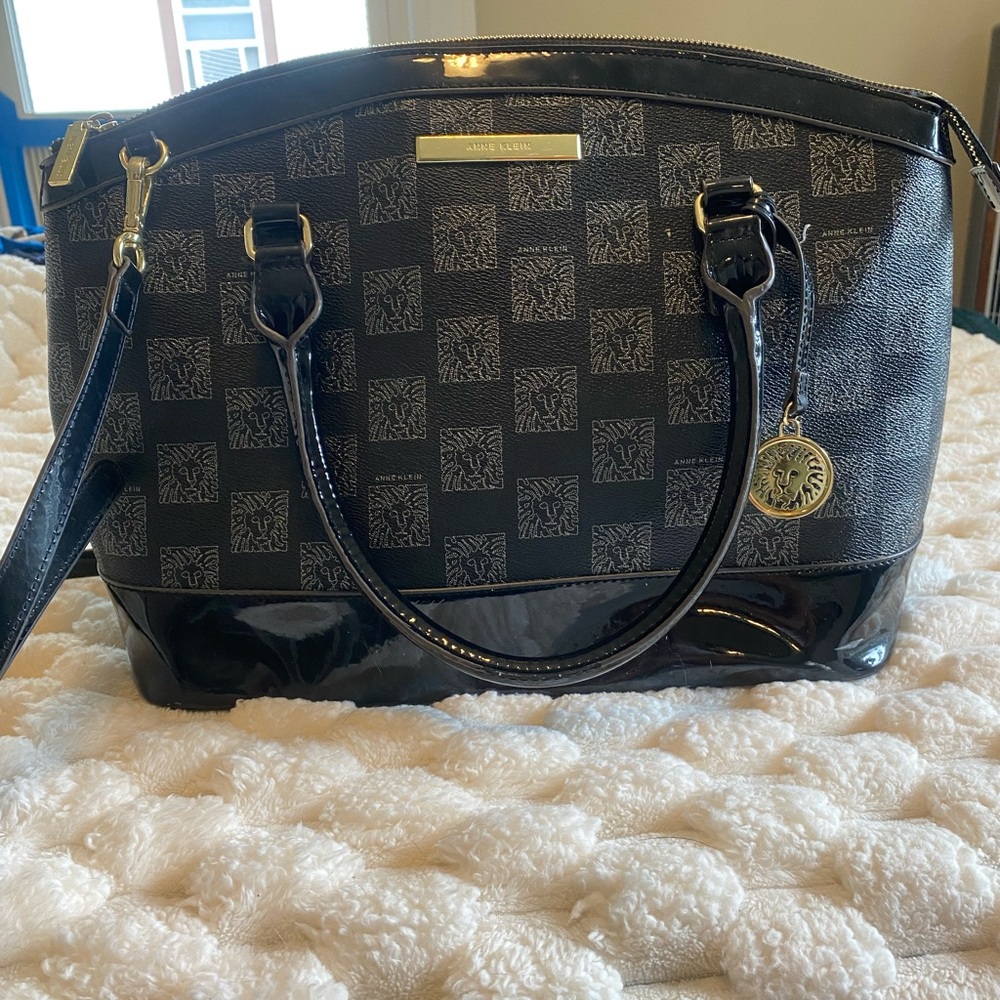Anne Klein Black and Gray Patterned Bag